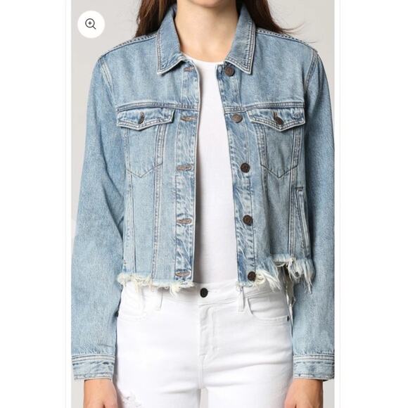 Hidden Jackets & Blazers - HIDDEN Women’s XS Denim Jacket Light Wash Distressed Raw Hem Size Small Cropped